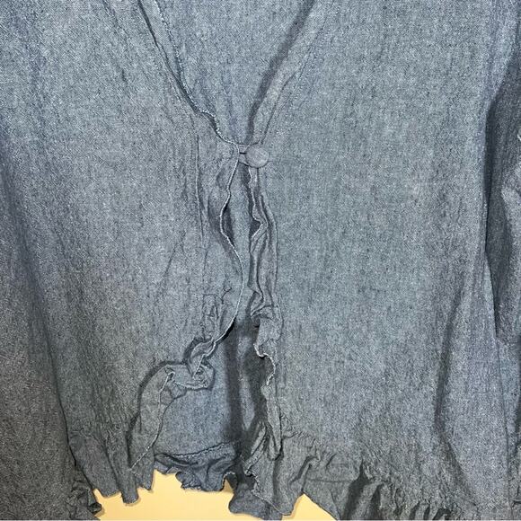 ULLA POPKEN Blue Linen-Cotton Single button blouse 20/22 - Picture 4 of 5